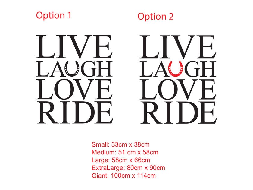 Live Laugh Love Ride horse lover Wall Quote Lettering Decor Vinyl decal sticker
