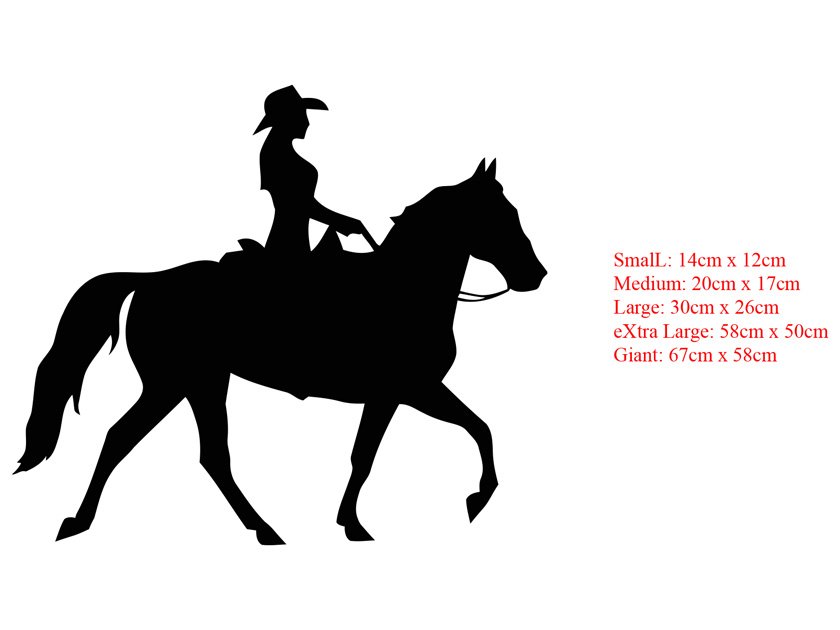 Cowgirl on horse decal