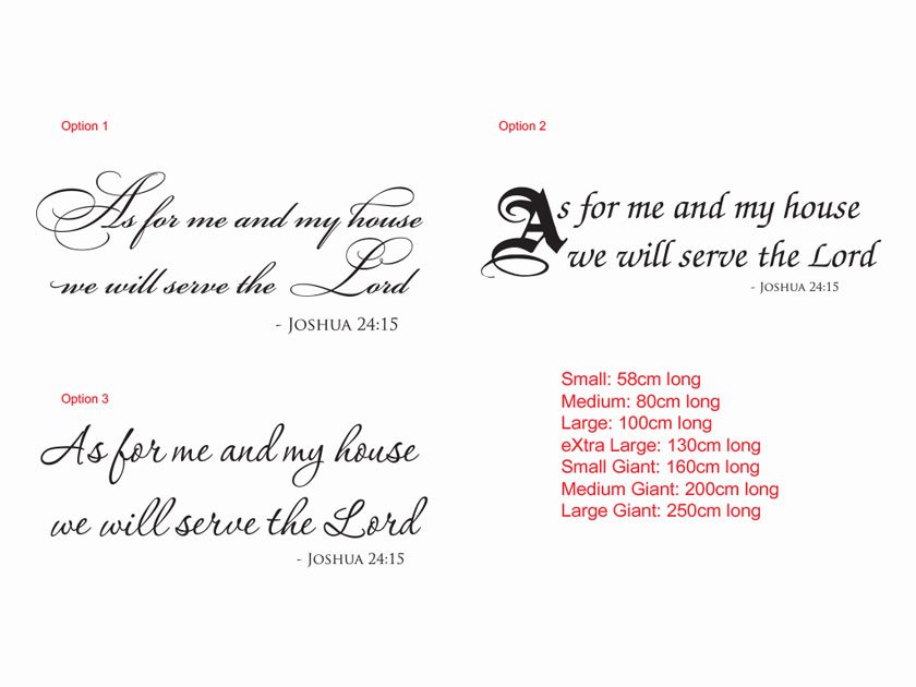 As for me and my house we will serve the Lord<br> Joshua 24:15<br>Bible quote Family Wall Art Decal Sticker