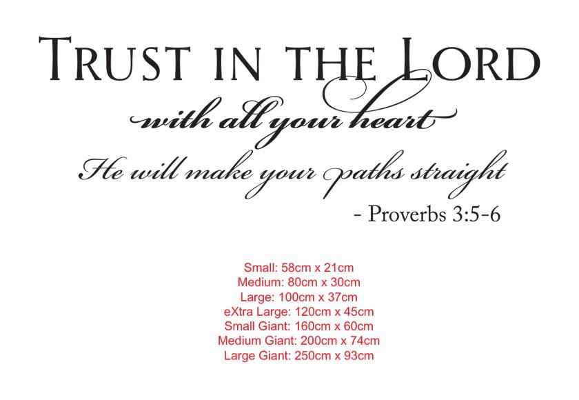 Trust in the Lord God Bible verse Wall Removable Vinyl Decal Sticker