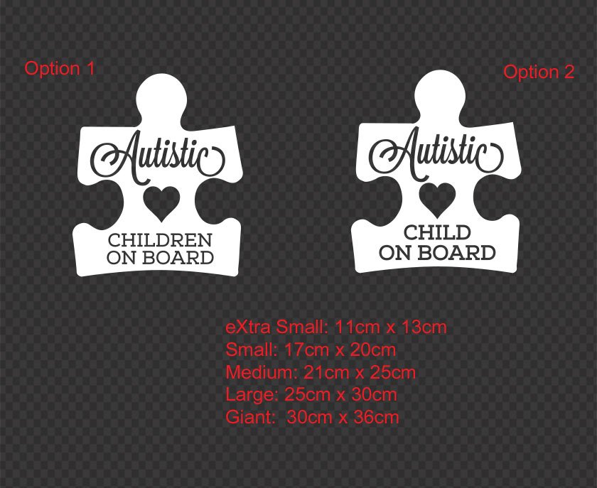 Autistic Children on Board Puzzle Autism Awareness Safety Sign Car Decal Sticker