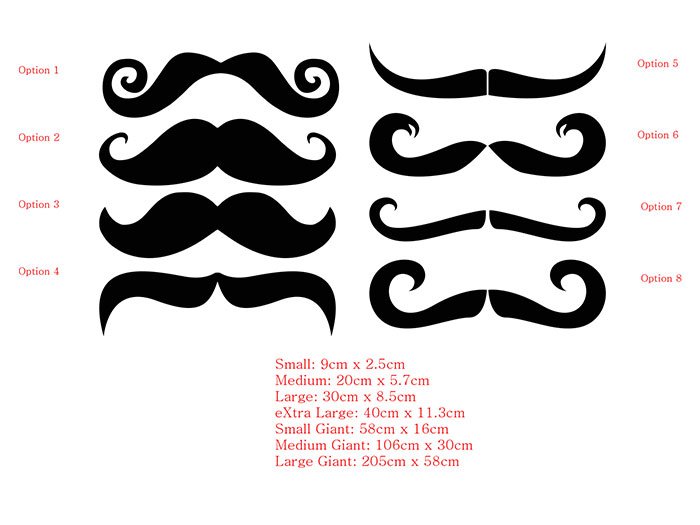 Vintage Moustache Mustache Hip Hop Funny Vinyl Decal for Car, Bike, Laptop, Boat Outdoors Tattoo