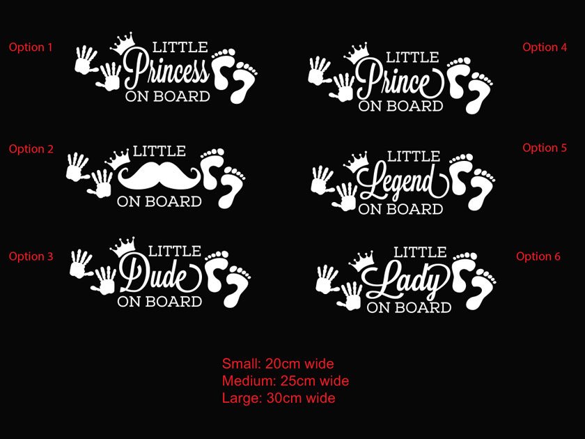 Little Legend Dude Lady Prince Princess Man Baby on Board Car Sticker Decal