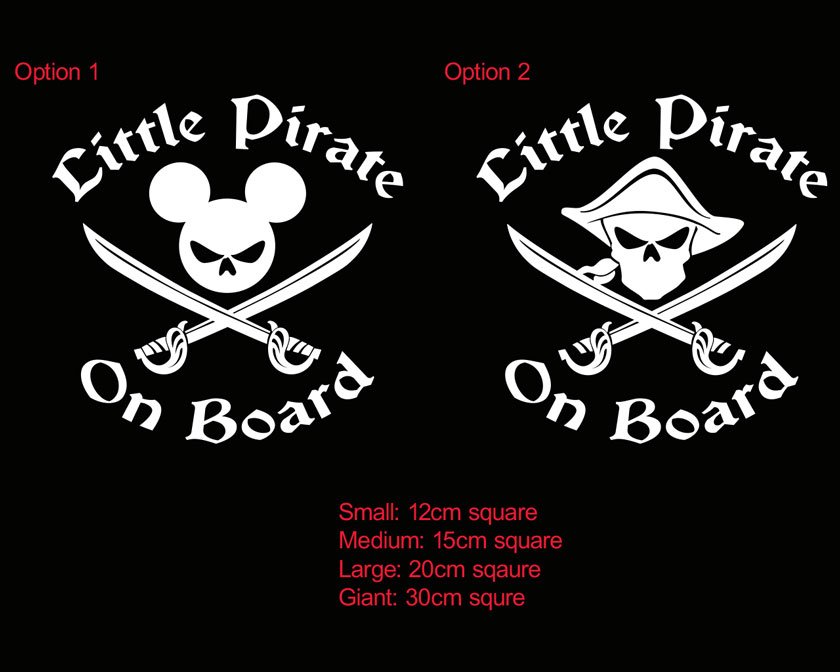 >Little Pirate Mickey Mouse Baby on Board Sticker Decal Sign