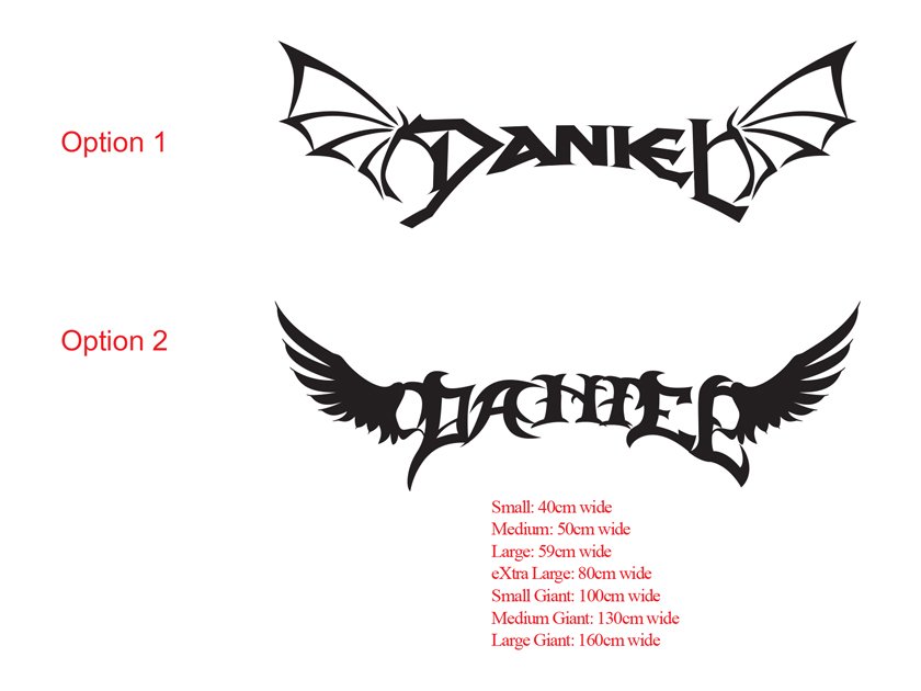 Personalised Name Dragon Wing Wall Door Custom Vinyl Decals Sticker Teen Kids