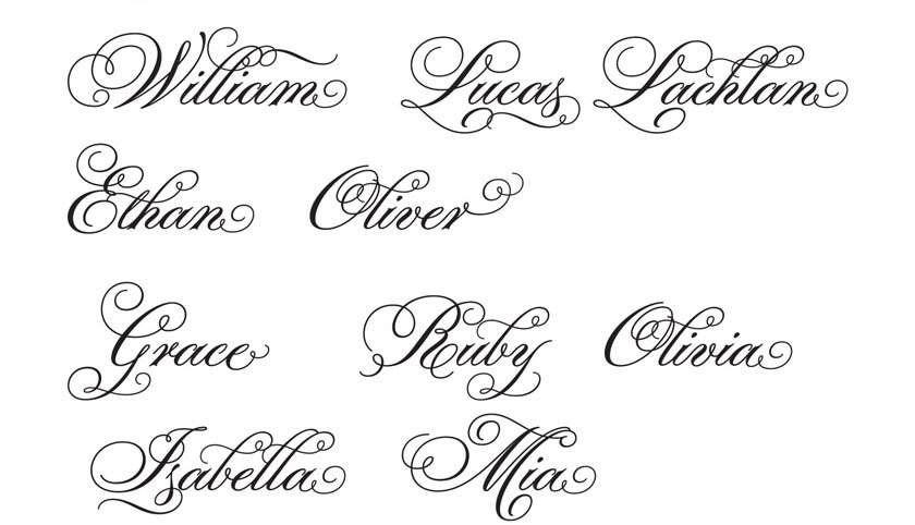 Swash Fancy Embellished Script Personalized vinyl wall decal
