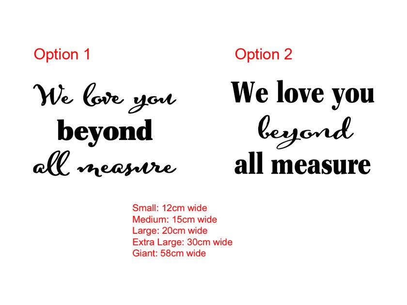 Growth Chart Ruler Add-On We love you beyond all measure vinyl decal sticker