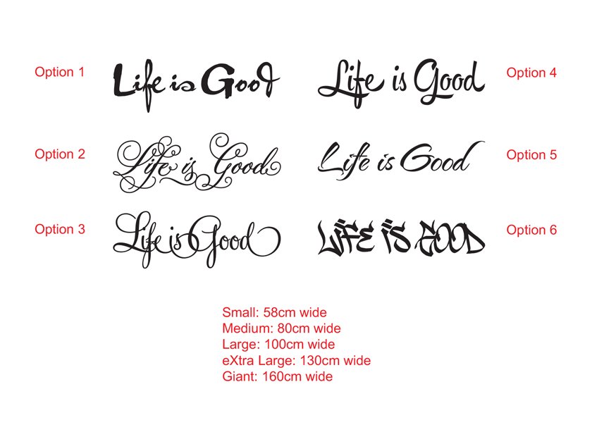 Life is Good Inspirational Quote Wall Window Bedroom Living room Decal Sticker