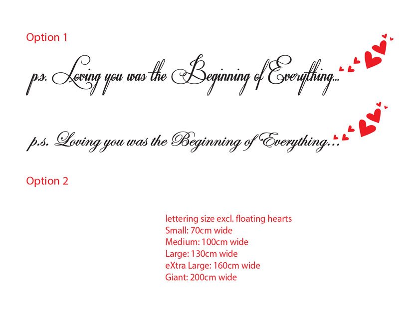 P.S. Loving you was the Beginning of Everything Bedroom Wall Vinyl Decal Sticker