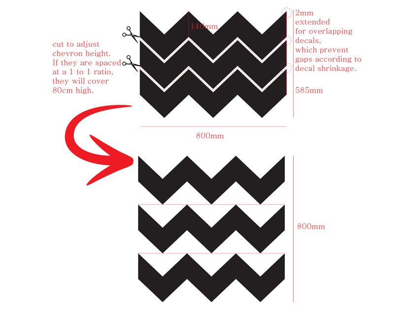 Chevron Seamless Pattern Wall Decal Zig Zag Wall Panel Sticker<br> Easy to install and remove Wallpaper alternative