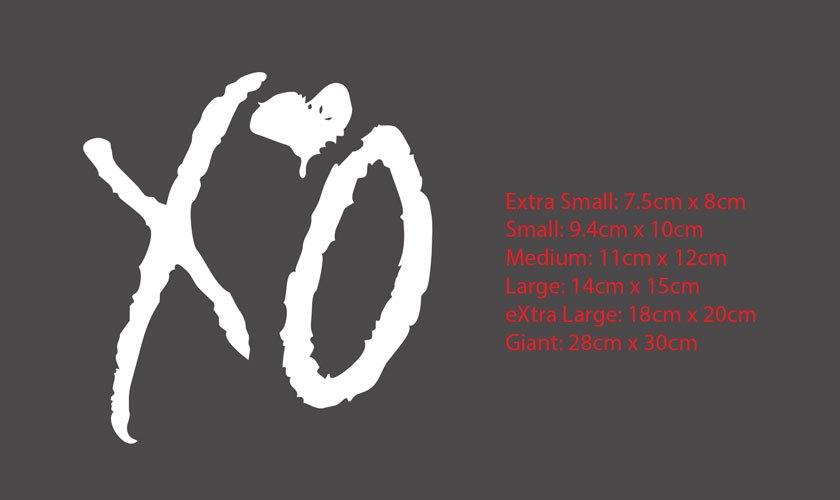 XO Love Kiss Hug Car Bike Boat Helmet The Weeknd Hip Hop Decal Vinyl Sticker