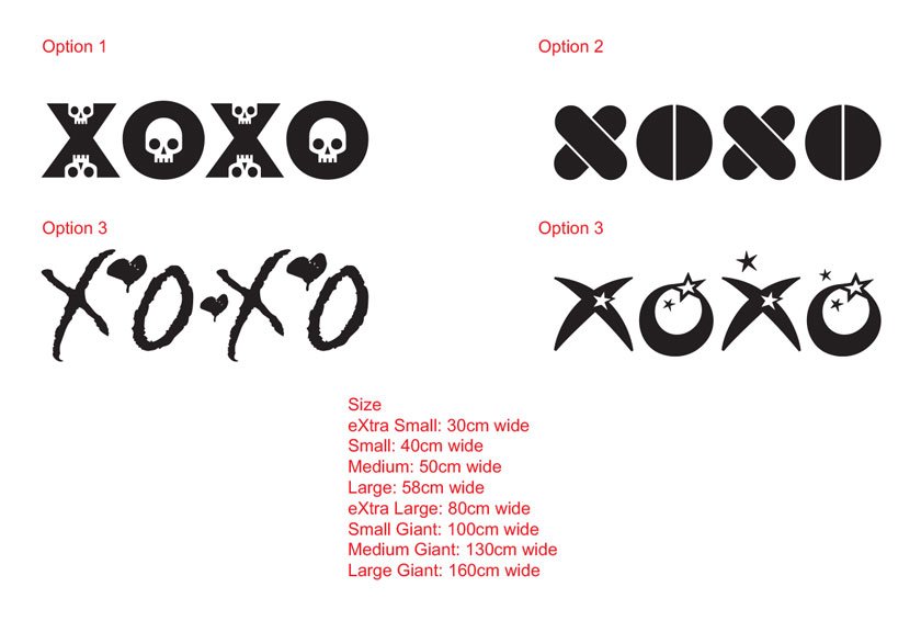 XOXO Love Kiss Hug Removable Wall Art Decal Vinyl Sticker