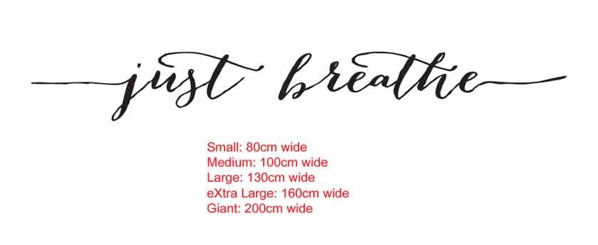 Just Breathe Removable Wall Sticker Decal Relaxing Bedroom Life quote