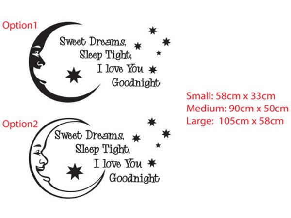 Sweet dreams, Sleep tight, I love you Good night with southern stars Wall Vinyl Decal Sticker