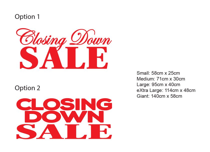 Closing Down Sale Shop Vinyl Decal Sticker