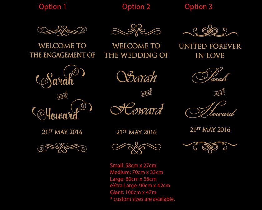 Wedding Engagement Welcome Sign Wall Mirror Sticker Removable Decal