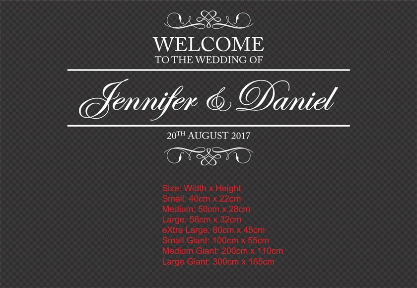 Custom Personalized Wedding Engagement Annversary Welcome Sign Decal for Wall Mirror Glass, Removable