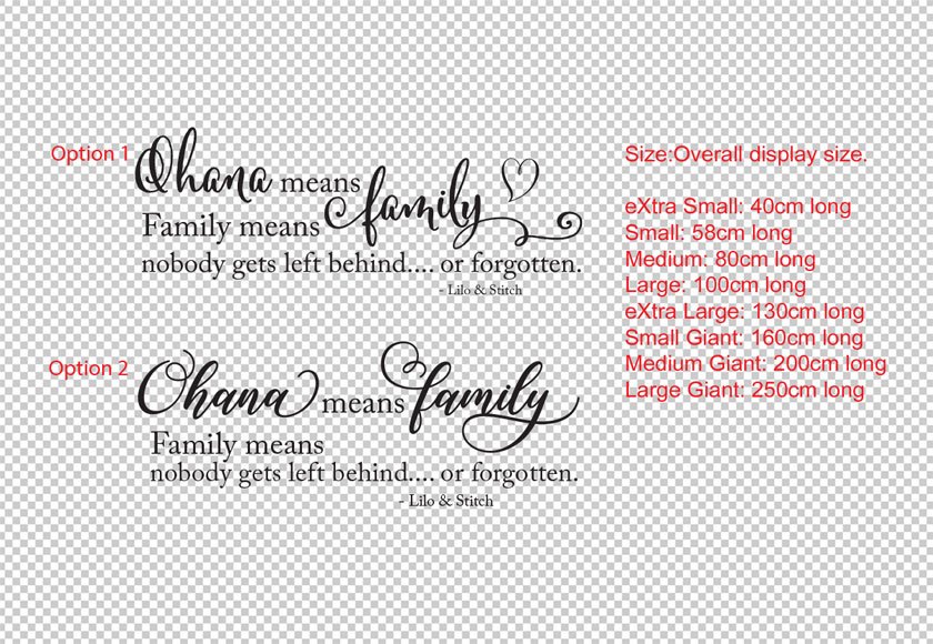 Ohana Means Family Lilo Stitch Wall Door Vinyl Decal
