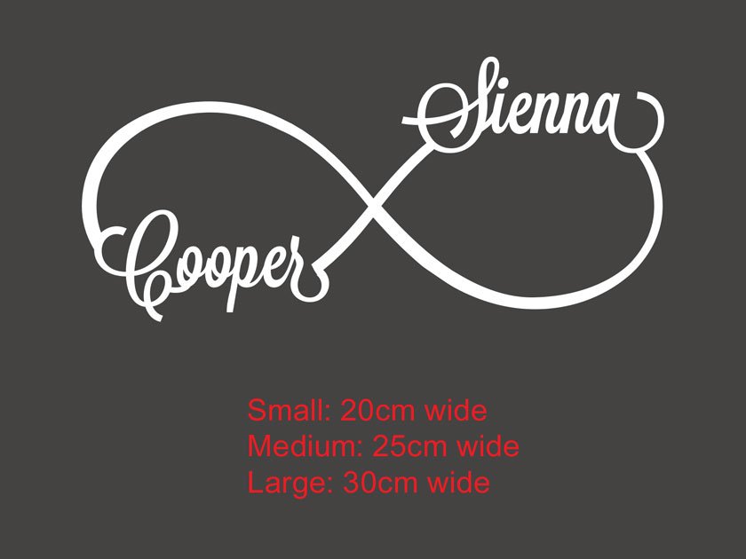 Custom Names Infinity Symbol Infinite Love Outdoor Car Bike Sign Decal Sticker