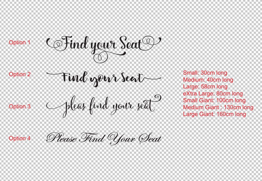 find your seat for seating chart wedding decal sticker decal
