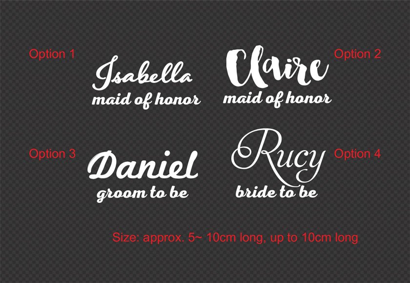 1 x Custom Name Title Wedding Wine Glass Decal Sticker Bridal Party Gift