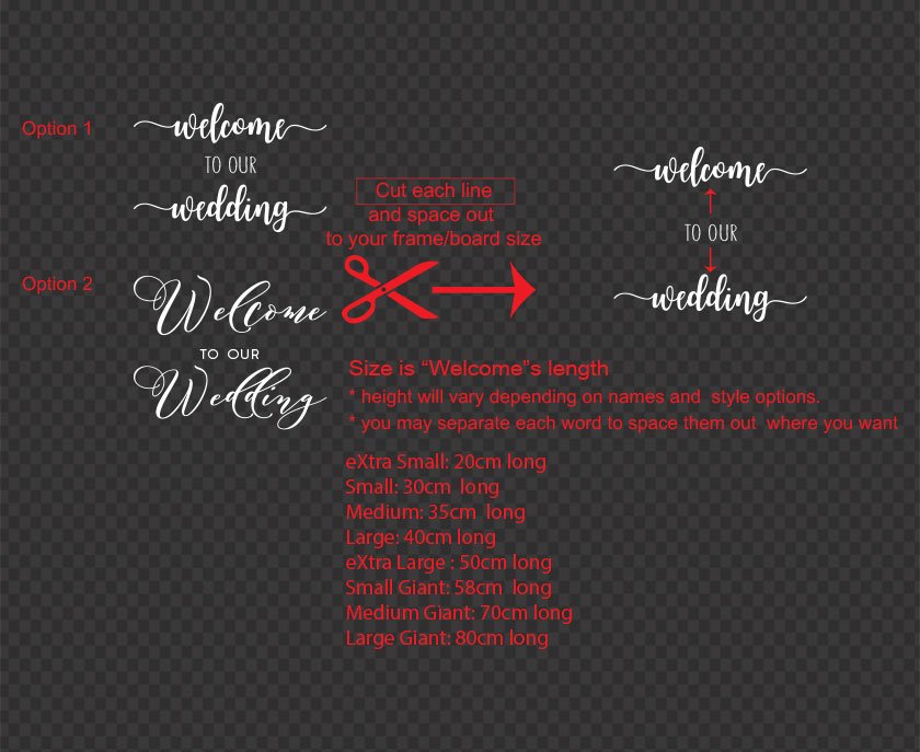 Welcome to our Wedding Sign Sticker Decal Wedding Engagement Anniversary Party